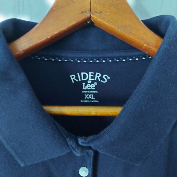 Riders By Lee Polo Shirt Women's XXL Navy Blue Short Sleeve Collared Top - Picture 3 of 4